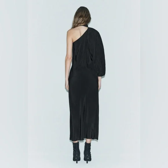 ZARA STUDIO One Shoulder Limited Edition MIDI Dress XS TAGS ATTACHED COCKTAIL - Picture 4 of 15